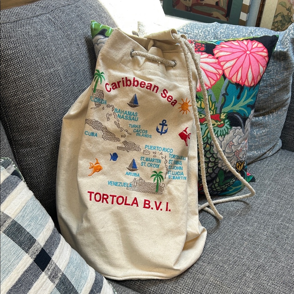 Tortola B.V.I. Canvas Drawstring Bag